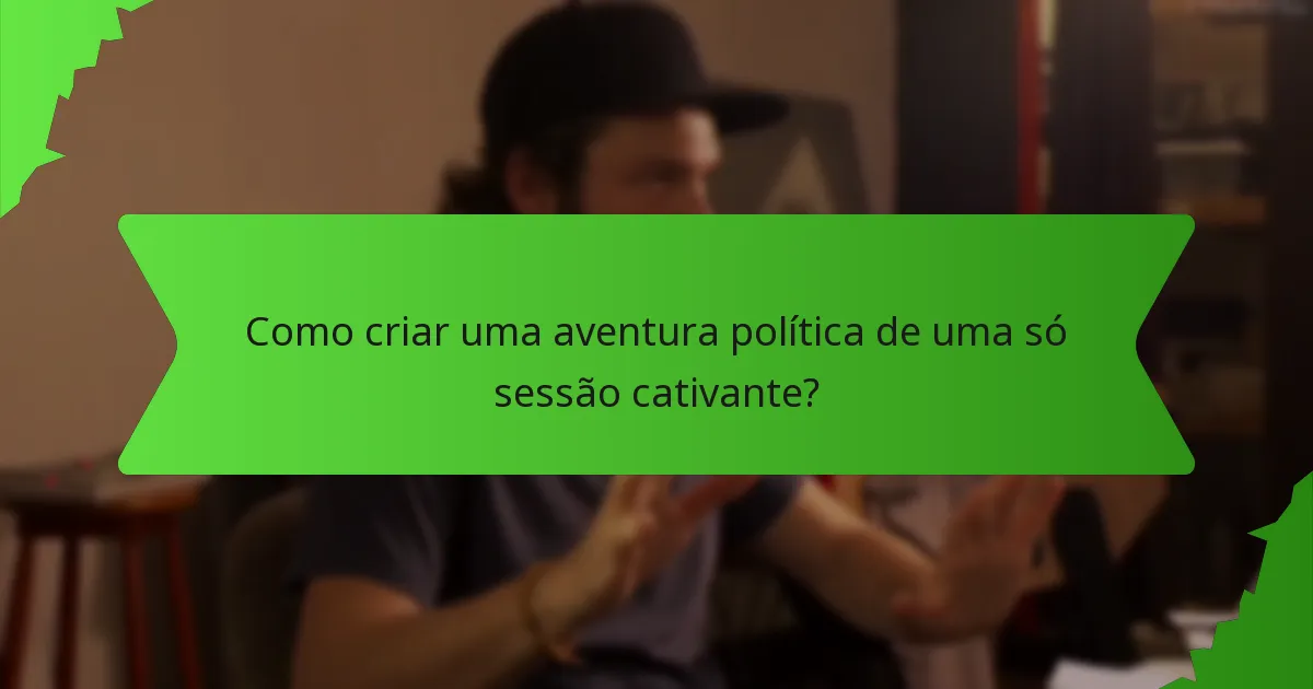 Como criar uma aventura política de uma só sessão cativante?