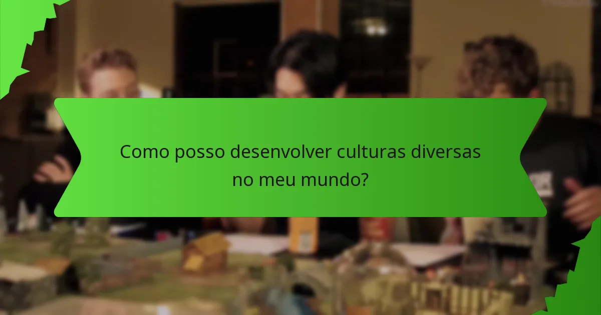 Como posso desenvolver culturas diversas no meu mundo?