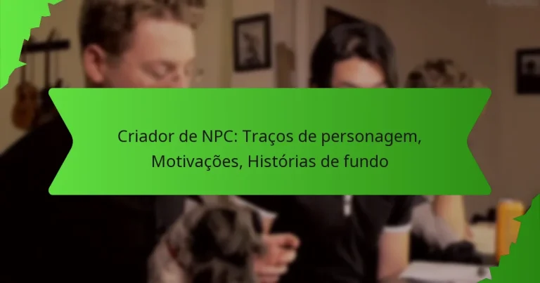 Criador de NPC: Traços de personagem, Motivações, Histórias de fundo