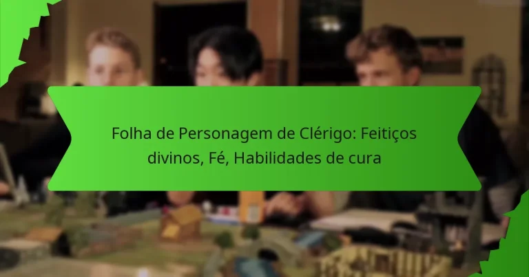 Folha de Personagem de Clérigo: Feitiços divinos, Fé, Habilidades de cura