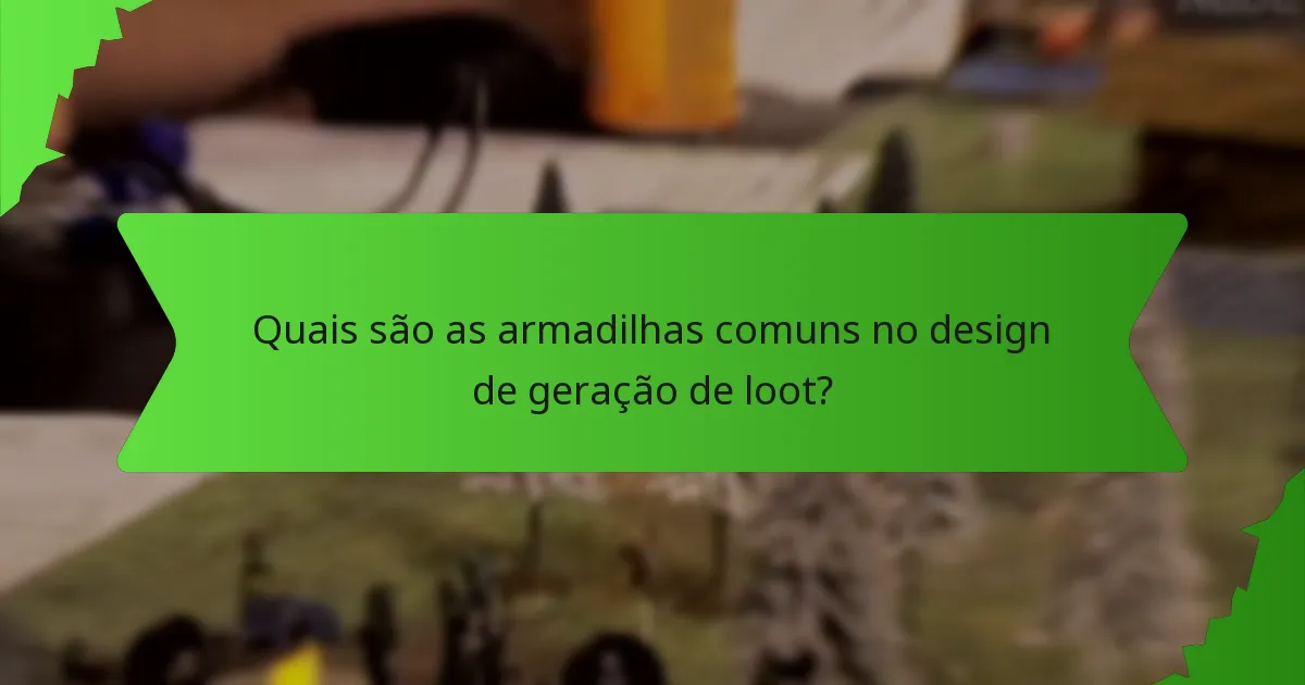 Quais são as armadilhas comuns no design de geração de loot?