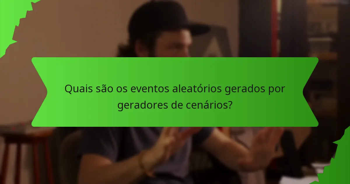 Quais são os eventos aleatórios gerados por geradores de cenários?