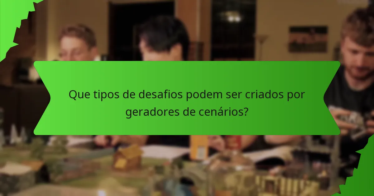 Que tipos de desafios podem ser criados por geradores de cenários?